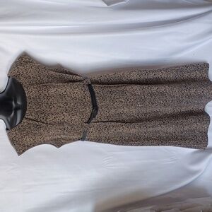 Connected Apparel Dress Size 10 Brown Multi Belted Women Dress